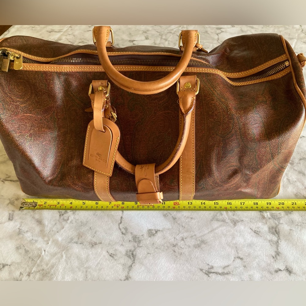 ETRO Milano Burgundy Maroon paisley vintage Duffel Bag - Picture 14 of 14
